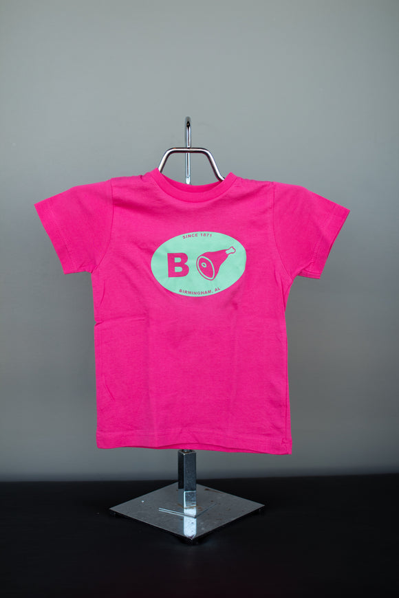 B+Ham Short Sleeve T-Shirt Toddler and Youth Pink