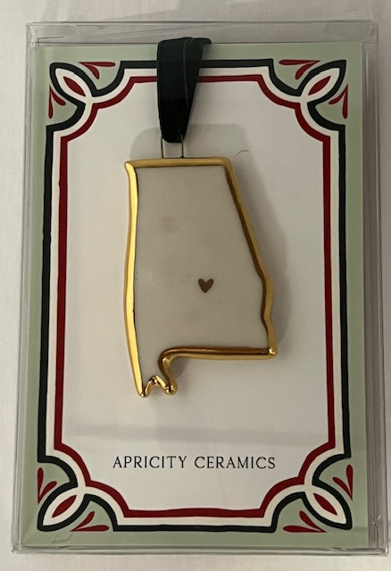 Alabama Porcelain Ornament with Gold Trim